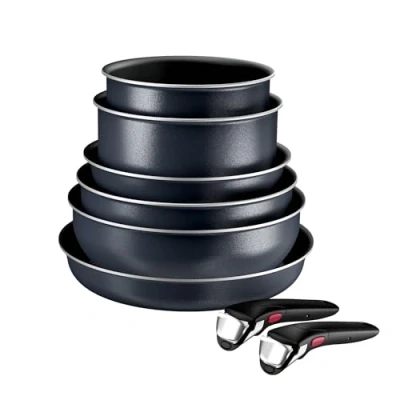 Afbeelding van Tefal Ingenio Enjoy L7239343 Set van 8 potten en pannen met afneembare handgreep, Light Tech Technology, ruimtebesparend, titanium coating, antiaanbaklaag, geschikt voor alle warmtebronnen