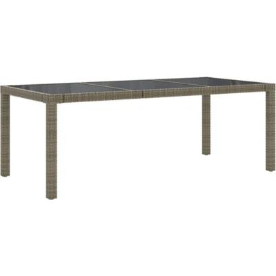 Afbeelding van vidaXL Tuintafel 190x90x75 cm gehard glas en poly rattan grijs
