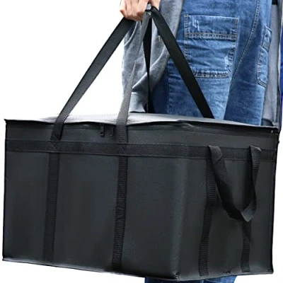 Afbeelding van musbus Grote koeltas voor boodschappen thermische tas, opvouwbare warme levering met koude koelfunctie, zwart., reisadapter