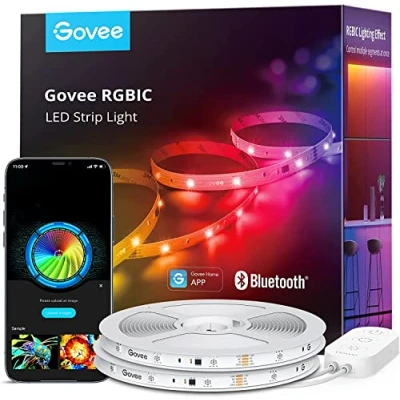 Afbeelding van Govee RGBIC Ledstrip, 20 m, met segmentbediening, muzieksynchronisatie, 64 scènemodi, bestuurbaar via app bediening, kleurverandering, geschikt voor thuis,