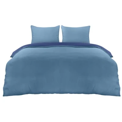 Afbeelding van Utopia Bedding Dekbedovertrekset Zachte dekbedovertrek van microvezel, 240 x 220 cm, met kussenslopen 65 cm Beddengoedset Donkerblauw en lichtblauw
