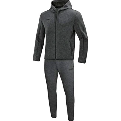 Afbeelding van Joggingpak met kap Premium Basics Antraciet gemeleerd / 44
