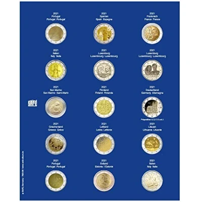Afbeelding van Safe Safe, TOPset, Supplement 2 Euromunten zonder capsules 2021 blad 28 Transp/blauw voordrukblad afm: 185x230 mm. per st.