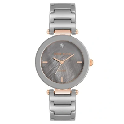 Afbeelding van Anne Klein Dames echt diamant wijzerplaat keramische polshorloge taupe/rose goud, grijs.