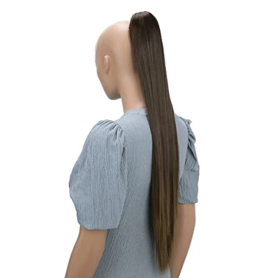 Afbeelding van Prettyshop H163 paardenstaart, extra lang, hittebestendig, kunstvezel, 71 cm, bruin