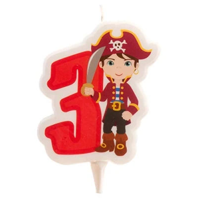 Afbeelding van Dekora 345257 piratenkaars 2D piraat verjaardagskaars voor kindertaarten nummer 3