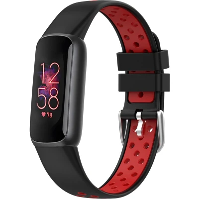 Afbeelding van iMoshion Bandje Geschikt voor Fitbit Luxe/Rood Siliconen sport band zilveren gesp zonder pinnetje Zwart