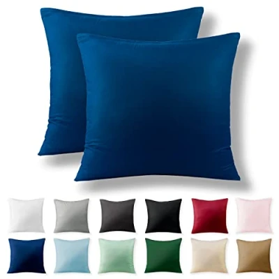 Afbeelding van Alreya verstevigde Kussensloop Set van 2 100% Katoen 50 x cm met YKK Ritssluiting Hypoallergeen zonder Chemicaliën Blauw