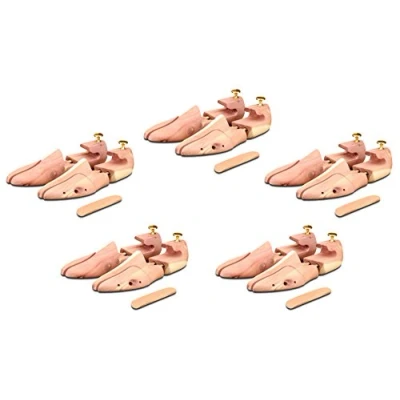 Afbeelding van Langer &amp; Messmer, 5 paar schoenspanners van cederhout, (voor mannen en vrouwen), inclusief schoenlepel dubbele maten 34 tot 50, origineel, Cederhout