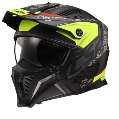 Afbeelding van LS2 OF606 Drifter Devor Matt Black H V Yellow 2XL Maat Helm