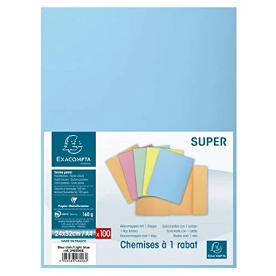 Image de EXACOMPTA Chemise 1 rabat SUPER 160, A4, bleu clair