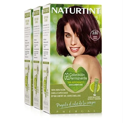 Image de Naturtint Biobased Coloration sans ammoniaque Couverture à 100% des cheveux blancs Ingrédients végétaux Couleur naturelle et durable 3.60 Noir Cerise Lot de 3