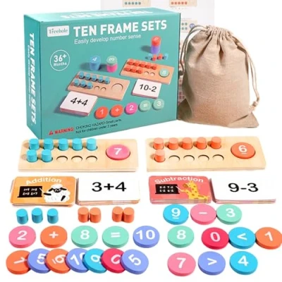 Afbeelding van Zyluniy Montessori Jouets Mathématiques, Apprendre a Compter Jouet, en Bois, Jeux Educatif Mathématiques Jouet de Développement Cadeau pour Enfants Garcon Fille 2 3 4 5 6 Ans