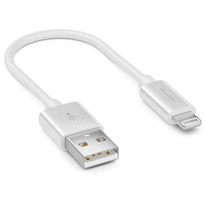 Afbeelding van deleyCON 0,15 m Lightning 8 pins USB oplaadkabel en gegevens, MFI gecertificeerd compatibel met iPhone 14 Pro Max Plus SE 13 Mini 12 wit