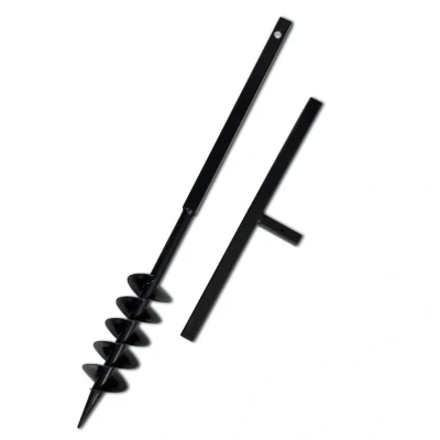 Afbeelding van Grondboor met handvat en schroefkop (dubbele schroef) 100 mm (zwart)