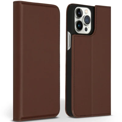 Afbeelding van Accezz Hoesje Geschikt voor iPhone 13 Pro Max Met Pasjeshouder Premium Leather Slim Bookcase Bruin