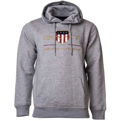 Afbeelding van GANT Archive Shield Hoodie, Heren, Maat: XS, Grey melange