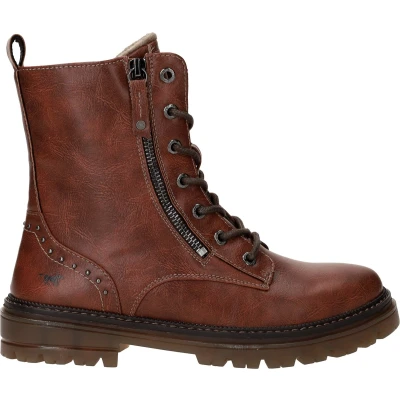 Afbeelding van Mustang Veterboots, Dames, Maat: 41, Bruin Hoogwaardig imitatieleer