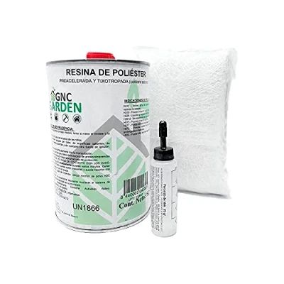 Afbeelding van Reparatieset van polyester 1 kg (1 hars + m² mat 300 25 g katalysator)