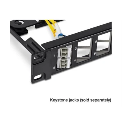 Image de TRENDnet TC KP24SA Tableau de connexions keystone blindé blanc angulaire montable sur rack CAT 6a noir 1U 19&quot; 24 ports Conformité TAA