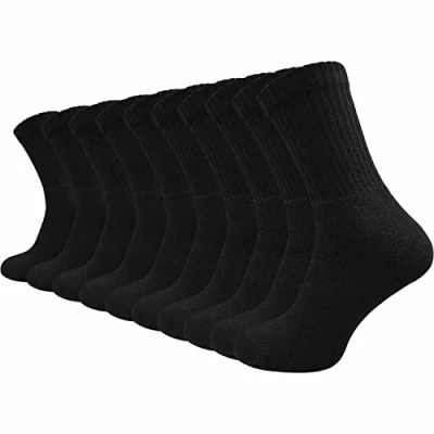 Afbeelding van GAWILO Werksokken voor dames en heren (10 paar), tennissokken met versterkte badstof voet, hiel teen, sportsokken comfortabele tailleband, zwart.