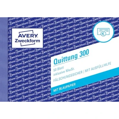 Afbeelding van Avery Zweckform 300 Kwitantieformulier Din A6 Liggend Aantal Paginas: 50 Wit Vellen
