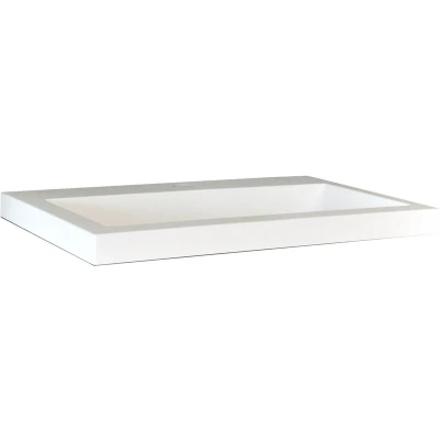 Afbeelding van Wiesbaden Flag wastafel enkel met 1 kraangat 60x36x4 cm kunstmarmer glans wit