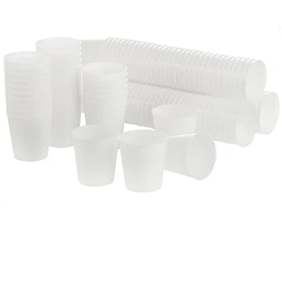Afbeelding van COM FOUR® 120 x herbruikbare bekers borrelglazen voor feestjes, kamperen en onderweg herbruikbaar vaatwasmachinebestendig (120 stuks wit)