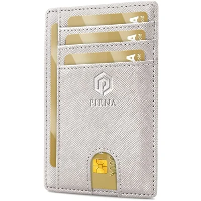 Afbeelding van Slanke en kleine creditcardhouder, portemonnee voor mannen vrouwen, met geldvak geschenkdoos, RFID creditcardhouder mannen, Wit.