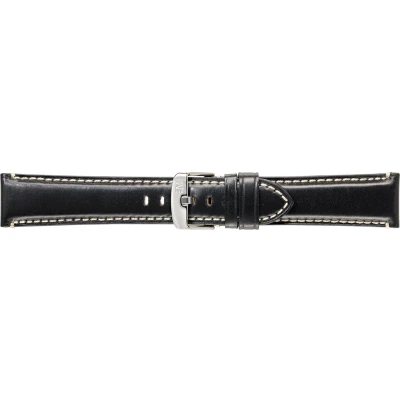 Afbeelding van Morellato horlogeband Giorgione X4272B12019CR24 / PMX019GIORGI24 Glad leder Zwart 24mm + wit stiksel