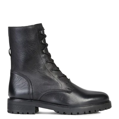 Afbeelding van Geox Hoara Veterboots, Dames, Maat: 39, Black Leer