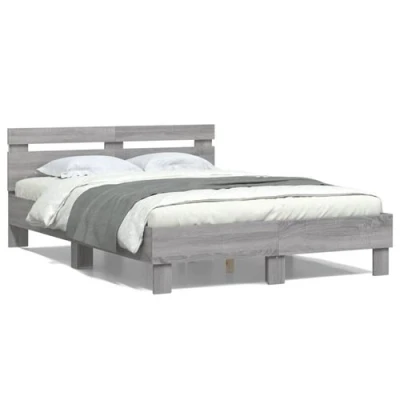 Afbeelding van vidaXL Bedframe met hoofdeinde en LED grijs sonoma eiken 120x200 cm