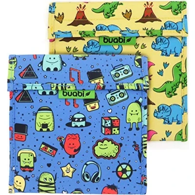 Afbeelding van Herbruikbare boterhamzak voor kinderen, 19 x cm, aluminium voering, voedsel, snacks, fruit, thermische stof, milieuvriendelijk, wasbaar, BPA vrij (19 cm)