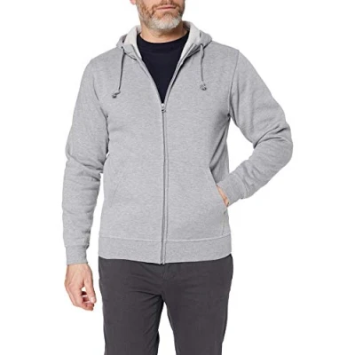 Afbeelding van Basic hoody full zip grijsmelange m