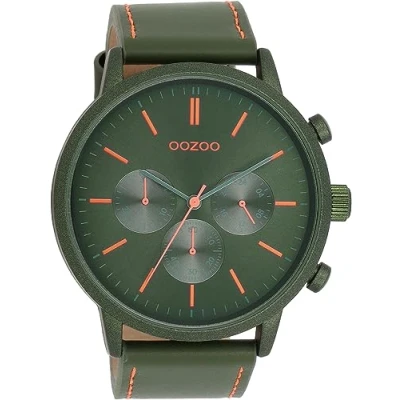 Afbeelding van OOZOO Timepieces donker groene horloge met leren band C11206