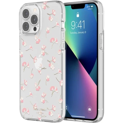 Afbeelding van Kate Spade New York Protective Hardshell Case iPhone 13 Pro Max Falling Poppies Blush/Cream/Gold Foil/Clear/Crystal Gems