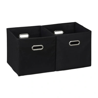 Afbeelding van Relaxdays Opbergmand set van 2 zwarte opbergers opbergbox met handgrepen stof