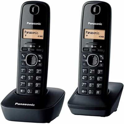 Image de Panasonic KX TG1612FRH Téléphone Numérique Sans Fil, Base et 2 Combinés, Identification de l&#039;Appelant, Batterie Longue Durée, LCD, Mémoire Rappel, Réveil, RÉPONDEUR TouteTouche, gris anthracite