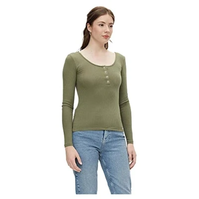 Afbeelding van PIECES Pckitte Ls Top Noos Bc T shirt met lange mouwen voor dames, korstmos groen