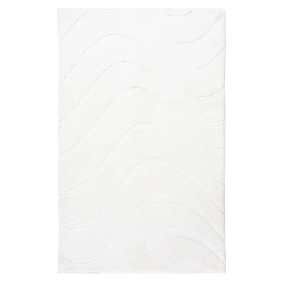 Afbeelding van Lina Luxe Badmat Fluffy Hotelkwaliteit Wasbaar &amp; Anti slip 100% Polyester, Soft Touch Wit Rechthoek Polyester 50x90 cm