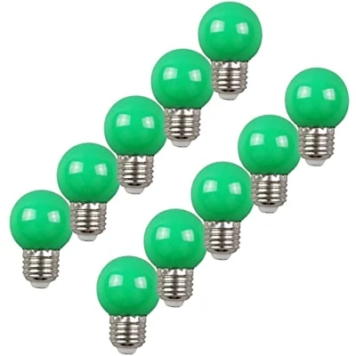 Afbeelding van Aiwerttes Set van 10 gekleurde lampen 2W E27 G45 LED AC220V niet dimbare groene voor decoratie, Halloween, Kerstmis