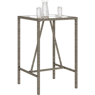 Afbeelding van Tuinbartafel 70x70x110 cm poly rattan grijs