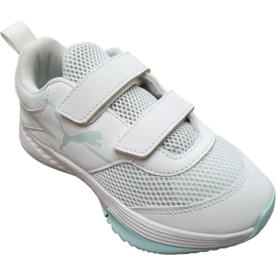 Afbeelding van Puma Varion II V JR Unisex Handbalschoenen voor kinderen, Maat: 28, White/light aqua Kunststof/ textiel