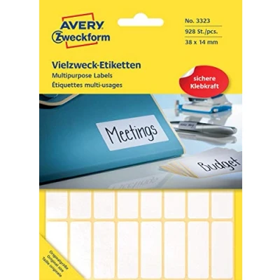 Afbeelding van Avery Zweckform 3323 mini etiketten ft 38 x 14 mm (b h), 928 etiketten, wit etiket