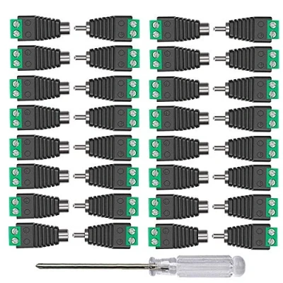 Afbeelding van Aiqeer 16 paar RCA mannelijke vrouwelijke connector, stekker en aansluiting kit, naar AV schroefaansluitblok, audio video adapter (groen)