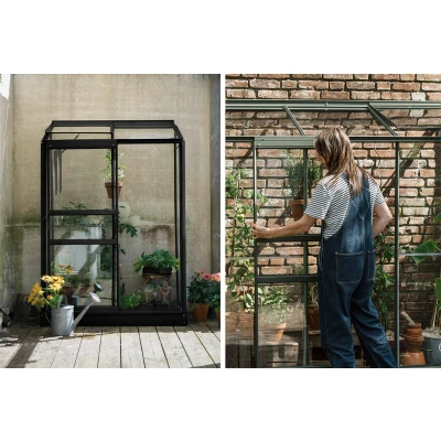 Afbeelding van Muurkas Emma I 132x69x194 cm Zwart Veiligheidsglas