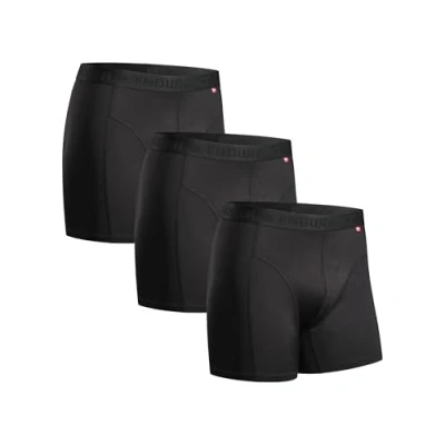 Image de DANISH ENDURANCE Lot de 3 boxers sport pour homme, respirants, doux, anti frottements, avec jambe normale ou longue, Noir, XXL