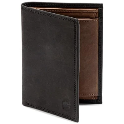 Afbeelding van SERASAR Lederen Herenportemonnee [Vintage] Zwart/Bruin Met RFID Bescherming