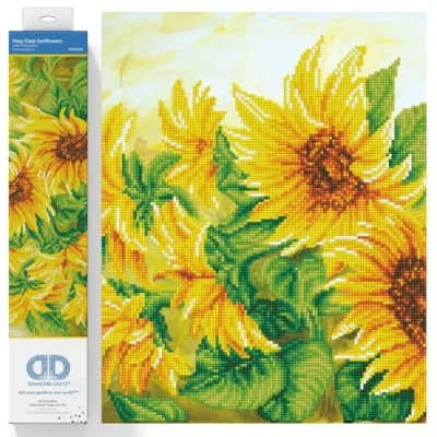 Afbeelding van Diamond Dotz® painting volwassenen Bloemen Zonnebloemen 41 x 57cm Ronde steentjes Volledig pakket