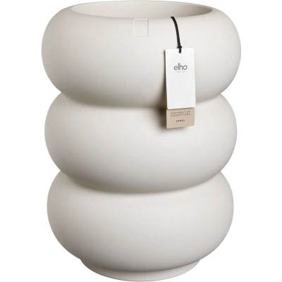 Afbeelding van Elho Amber Roll High 43 Bloempot voor Binnen &amp; Buiten 100% Gerecycled Plastic Ø x H 58 cm Linnen Wit